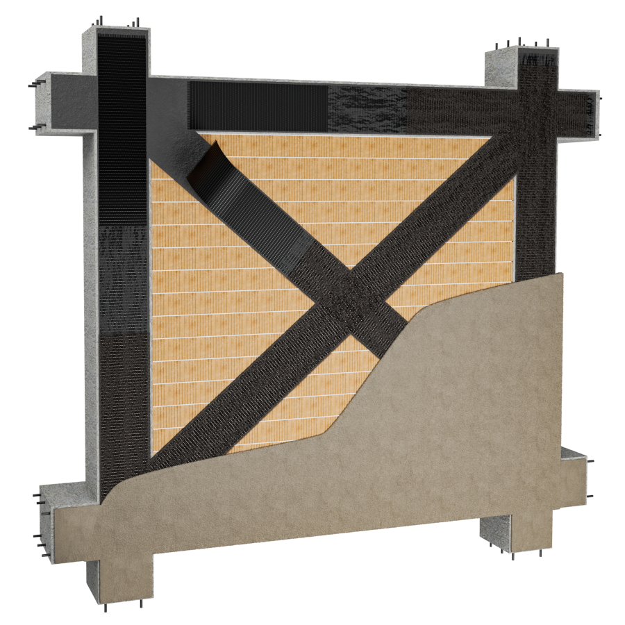 Out-of-plane strengthening against overturning of infill elements and structural/non-structural masonry panels using FRP systems